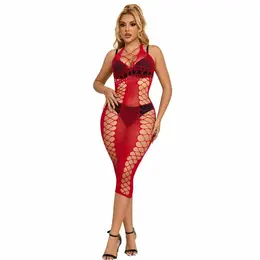 Subblime 952327 Elegantna duga crvena mrežasta haljina - One Size, lepršav kroj