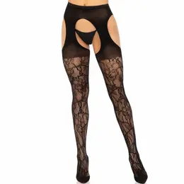 Leg Avenue Čipkaste Podvezice Čarape Crna One Size - Elegantan Dizajn