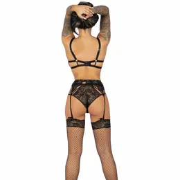 Livco Corsetti Fashion Pojzon Set Veša Crni L/XL - Grudnjak, Podvezica, Čarape, Gaćice