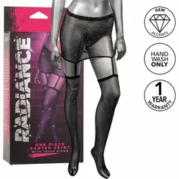 CalExotics Radiance Garter Skirt sa Rhinestone Thigh Highs, Crni, One Size