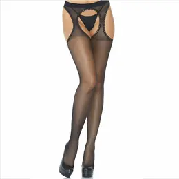 Leg Avenue Garter Čarape Crne - Providne, Spandeks, One Size