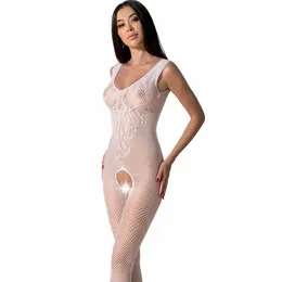 PASSION BS098 Beli Mesh Bodystocking One Size - Elegantan Čipkasti Dizajn