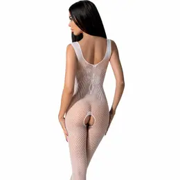 PASSION BS098 Beli Mesh Bodystocking One Size - Elegantan Čipkasti Dizajn