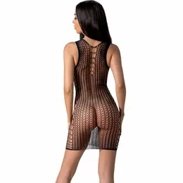 PASSION BS097 Crni Bodystocking Mesh Dizajn One Size
