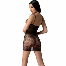 PASSION BS096 Crni Mesh Bodystocking One Size - Elegantan Stretch Dizajn