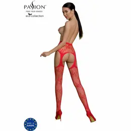 Passion ECO S001 Crveni Bodystocking - Eko-prijateljski Reciklirani Materijal, One Size