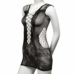 CalExotics Scandal Plus Size Mesh Lace Peek-A-Boo Mini Dress 3X
