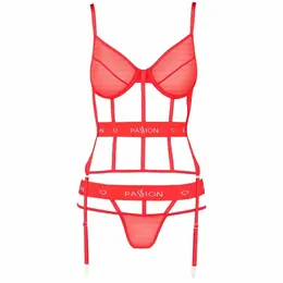Passion Kyouka Red Corset Set S/M - Adjustable Straps & Sheer Design