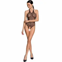 Passion BS087 Crna Mrežasta Bodystocking sa Čipkanim Detaljima One Size