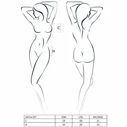 Passion Sayla Komplet Donjeg Veša Crni L/XL - Top, Tanga i Podvezice