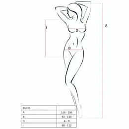 Passion BS035 Red Bodystocking Fishnet Design One Size