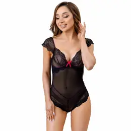 LivCo Corsetti Evelyn LC 20243 Crni Čipkani Body L/XL - Elegantan Proziran Dizajn