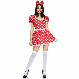 Leg Avenue Polka Dot Retro Dress & Bow Headband Red/White Size S