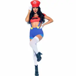 Leg Avenue Kostim Mario Bros crveno/plavi S - Razigrani krop top i šorts set