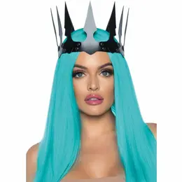 Leg Avenue Maleficent sintetička kožna kruna sa zakovicama crna - Podesiva