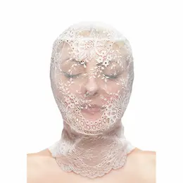 NS Novelties Fetish & Fashion Lace Hood White - Breathable One-Size Mask