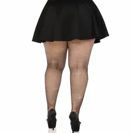 Leg Avenue Colby Plus Size Mrežaste Čarape sa Rhinestone Akcentima Crne