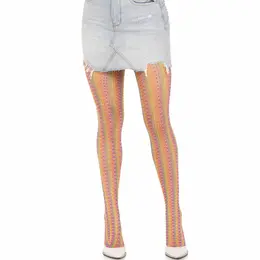 Leg Avenue Višebojne Heklane Čarape - Duga Mreža, One Size