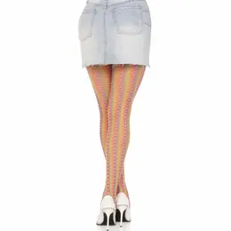 Leg Avenue Višebojne Heklane Čarape - Duga Mreža, One Size