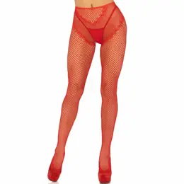Leg Avenue Red Fishnet French Cut Stockings with Heart Detail, One Size