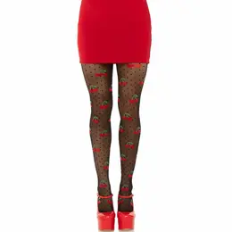 Leg Avenue Black Cherry Moles Stockings - Sheer Patterned Tights One Size