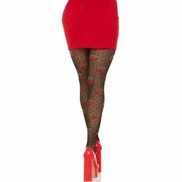 Leg Avenue Black Cherry Moles Stockings - Sheer Patterned Tights One Size