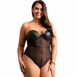 Subblime Bodysuit Crni Metalni Lanci Trake Underwire L/XL