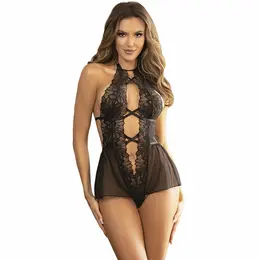 Subblime Tedini Halter Vrat Čipkani Bodaj Crni S/M – Elegantan Dizajn