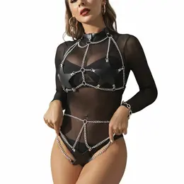 Subblime Full Body Harness Crni sa Dekorativnim Zvezdastim Lancem, Jedna Veličina