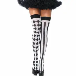 Leg Avenue Harlekin dijamantske bedrene čarape crna/bela jedna veličina