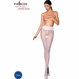PASSION TIOPEN 008 Elegant White Tights 30 DEN Lace Detail Size 1/2