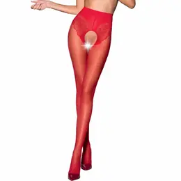 Passion TIOPEN 006 Semi-Open Red Tights 30 DEN Size 1/2