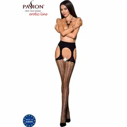 Passion TIOPEN 004 3/4 Black Patterned Tights 40 DEN