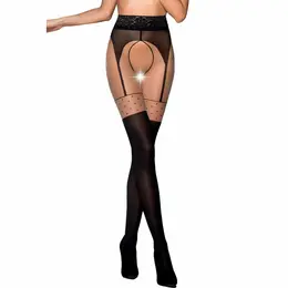 Passion TIOPEN 003 Black Tights 1/2 20/40 Den Polka Dot Design