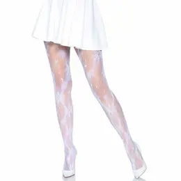Leg Avenue Snowflake Pattern Fishnet Tights One Size - Holiday Edition