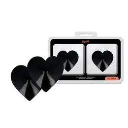 Coquette Chic Desire Crne Višekratne Metalne Nipple Covers u Obliku Srca