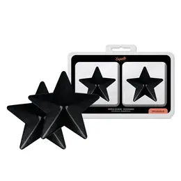 Coquette Chic Desire Višekratne Crne Nipple Covers u Obliku Zvezde, Metalni Finiš