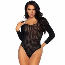 Leg Avenue Mosaic Snap Crotch Bodysuit Black One Size