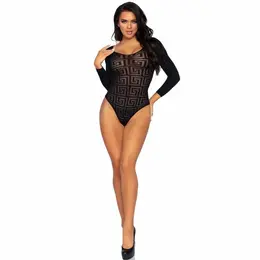 Leg Avenue Mosaic Snap Crotch Bodysuit Black One Size