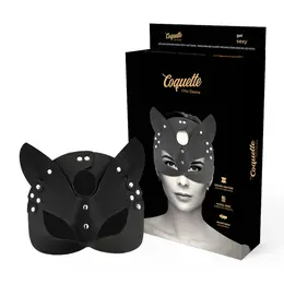 Coquette Chic Desire Veganska Kozna Maska sa Zecijim Usima - Elegantna Crna