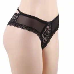Queen Lingerie S/M Floral Lace Briefs - Elegant Nylon-Spandex Design