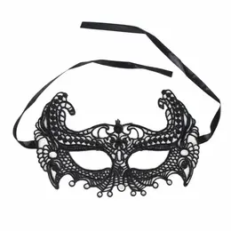 Queen Lingerie Lace Eye Mask One Size Black Elegant Design
