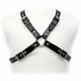Mister B kožni body harness crni podesive ukrštene trake S-XL