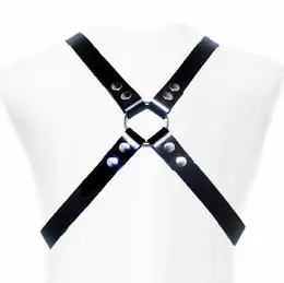 OUCH! Basic kožni body harness - podesive ukrštene trake, uniseks, S-XL
