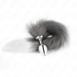 KINK srednji silikonski čep sa 40cm sivim i belim sintetičkim repom
