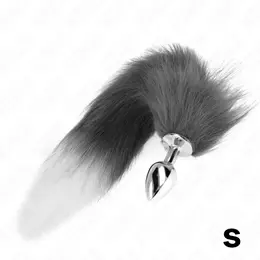 KINK intimni čep S sivo-beli sintetički rep 7x3cm rep 40cm