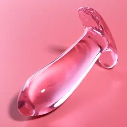 Ibiza Nebula Series Model 5 roze stakleni intimni čep 12,5 cm x 3,5 cm