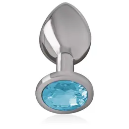 Intense Aluminijumski Analni Čep S Plavi Kristalni Dragulj - Za Telo Bezbedan Metal, 7 cm