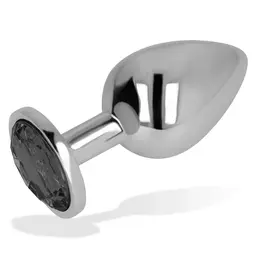 OHMAMA Aluminum Intimate Plug with Black Crystal, 8 cm, Compact Design