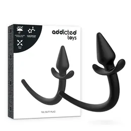 Addicted Toys Puppy Tail Silikonski Čep - Ergonomski, Crni, 7 cm
